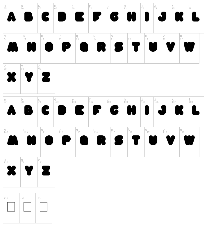 Moon Light font map